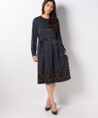 ＜レリアン プラスハウス＞ 大きいサイズ プリントワンピース ネービーブルー 【三越・伊勢丹/公式】