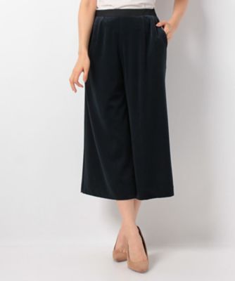 ＜レリアン/Leilian＞ ベルベッドクロップドワイドパンツ ネービーブルー 【三越・伊勢丹/公式】