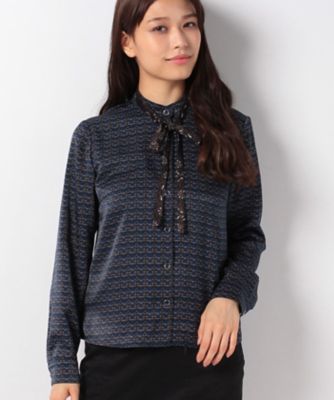 ＜レリアン/Leilian＞ リボンタイブラウス ネービーブルー 【三越・伊勢丹/公式】