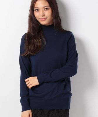 ＜レリアン/Leilian＞ ハイネックニットプルオーバー ネービーブルー 【三越・伊勢丹/公式】