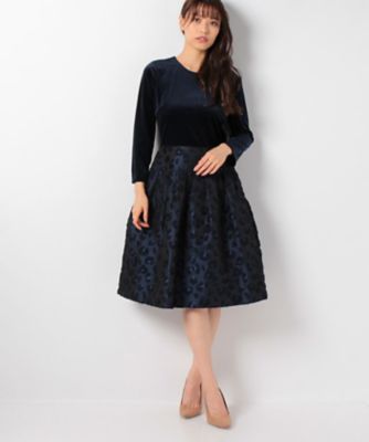 ＜レリアン/Leilian＞ 切替えワンピース ネービーブルー 【三越・伊勢丹/公式】