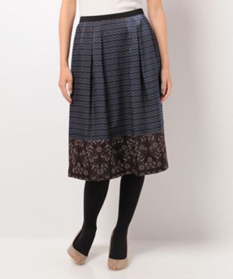 ＜レリアン/Leilian＞ プリントフレアスカ-ト ネービーブルー 【三越・伊勢丹/公式】