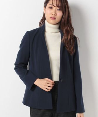 ＜レリアン プラスハウス＞ 大きいサイズ ワンボタンジャケット ネービーブルー 【三越・伊勢丹/公式】