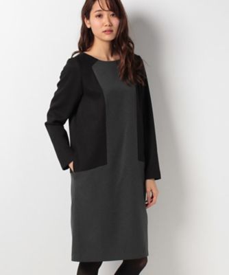 ＜CARA O CRUZ＞ ブロッキングワンピース グレー 【三越・伊勢丹/公式】