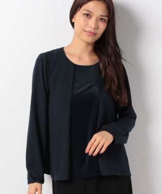 ＜レリアン/Leilian＞ フロント切替シフォンブラウス ネービーブルー 【三越・伊勢丹/公式】