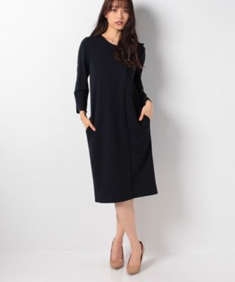 ＜レリアン/Leilian＞ サイドタックワンピース ネービーブルー 【三越・伊勢丹/公式】