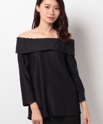 ＜ローズティアラ＞ リボンデザインオフショル風カットソートップス ネービーブルー 【三越・伊勢丹/公式】