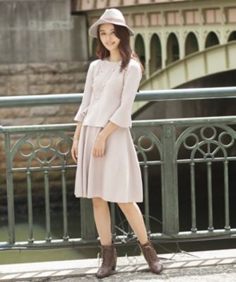 ＜ローズティアラ＞ 【セットアップ対応商品】ウエストゴムニットフレアースカート ピンク 【三越・伊勢丹/公式】