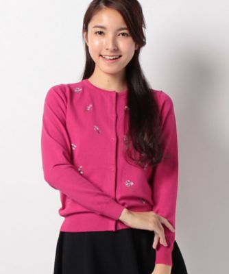 ＜ローズティアラ＞ フラワー刺繍ニットカーディガン アカ 【三越・伊勢丹/公式】