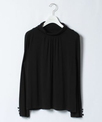 ＜ローズティアラL＞ 大きいサイズ 袖リボン使いタートルネックカットソー クロ 【三越・伊勢丹/公式】