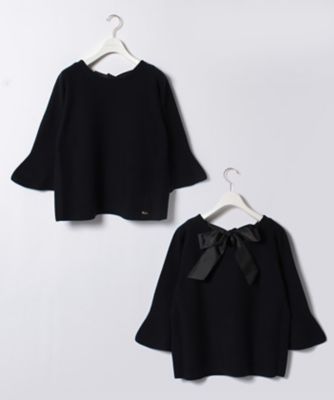 ＜ローズティアラL＞ 大きいサイズ 【セットアップ対応商品】バックリボンディティールフレア袖ニットトップス ネービーブルー 【三越・伊勢丹/公式】