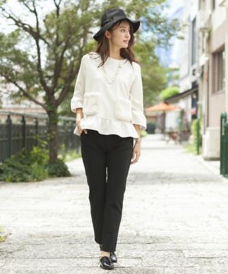 ＜ローズティアラL＞ 大きいサイズ ファーポケットフレアー袖プルオーバー シロ 【三越・伊勢丹/公式】