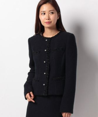 ＜ELISA＞ 【セットアップ対応商品】ソリッドリントンツィード ジャケット ネービーブルー 【三越・伊勢丹/公式】