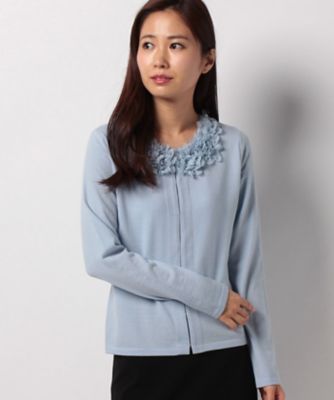 ＜ELISA＞ フラワーモチーフニット サックス 【三越・伊勢丹/公式】