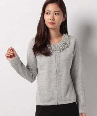 ＜ELISA＞ フラワーモチーフニット ライトグレー 【三越・伊勢丹/公式】