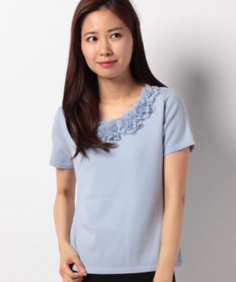 ＜ELISA＞ フラワーモチーフニット サックス 【三越・伊勢丹/公式】