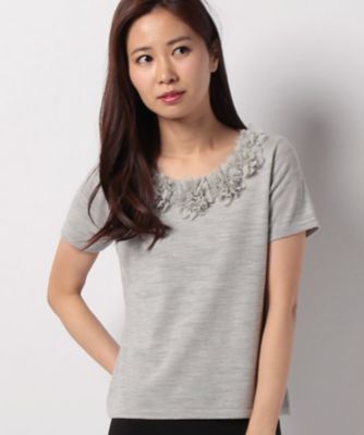 ＜ELISA＞ フラワーモチーフニット ライトグレー 【三越・伊勢丹/公式】