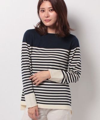 ＜レリアン/Leilian＞ ボーダー柄ニットプルオーバー ネービーブルー 【三越・伊勢丹/公式】