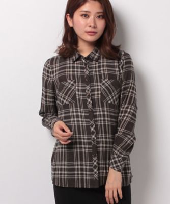 ＜レリアン/Leilian＞ チェック柄ブラウス コゲチャ 【三越・伊勢丹/公式】