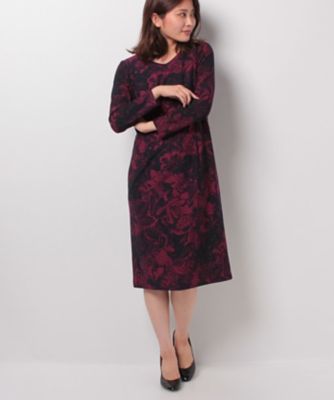 ＜レリアン/Leilian＞ 総柄プリントワンピース ワイン 【三越・伊勢丹/公式】