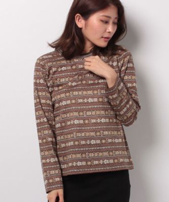 ＜レリアン/Leilian＞ 柄ボーダーカットソー チャイロ 【三越・伊勢丹/公式】