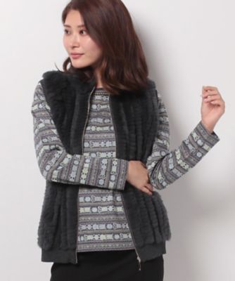 ＜レリアン/Leilian＞ レッキスラビットファーxニットベスト グレー 【三越・伊勢丹/公式】