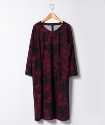 ＜レリアン プラスハウス＞ 大きいサイズ フラワープリントワンピース ワイン 【三越・伊勢丹/公式】