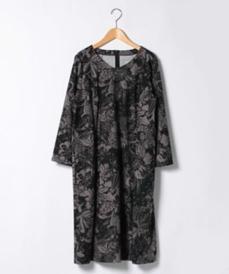 ＜レリアン プラスハウス＞ 大きいサイズ フラワープリントワンピース クロ 【三越・伊勢丹/公式】