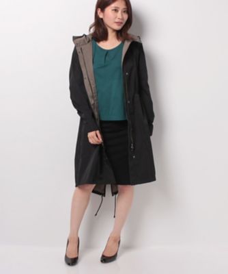 ＜レリアン/Leilian＞ バイカラーフーディコート クロ 【三越・伊勢丹/公式】