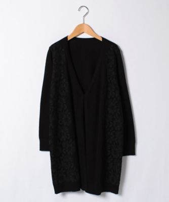 ＜レリアン プラスハウス＞ 大きいサイズ サイドレースカーディガン クロ 【三越・伊勢丹/公式】