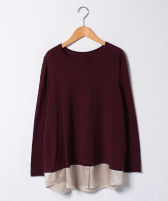 ＜レリアン プラスハウス＞ 大きいサイズ レイヤード風ニット ワイン 【三越・伊勢丹/公式】