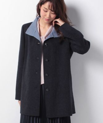＜レリアン プラスハウス＞ 大きいサイズ スタンドカラーコート ネービーブルー 【三越・伊勢丹/公式】
