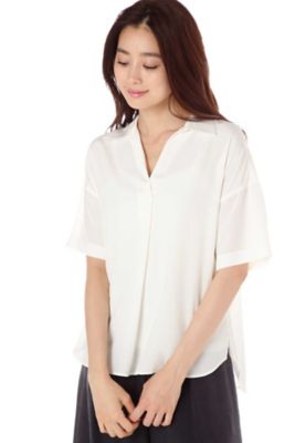 ＜ナチュラル ビューティー/NATURAL BEAUTY＞ [ウォッシャブル]フロールストレッチデシンブラウス(0187210601) ホワイト 【三越・伊勢丹/公式】