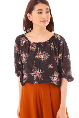 ＜ナチュラル ビューティー/NATURAL BEAUTY＞ [ウォッシャブル]フラワープリントブラウス(0187210606) ブラック 【三越・伊勢丹/公式】
