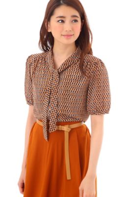 ＜ナチュラル ビューティー/NATURAL BEAUTY＞ オプティカルスクエアブラウス(0187210800) ブラウン 【三越・伊勢丹/公式】