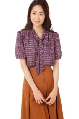 ＜ナチュラル ビューティー/NATURAL BEAUTY＞ オプティカルスクエアブラウス(0187210800) ブルー 【三越・伊勢丹/公式】
