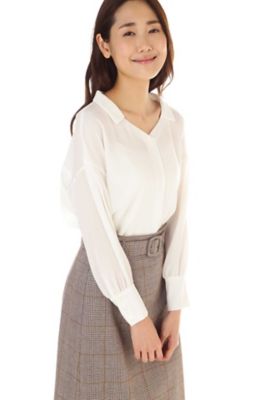 ＜ナチュラル ビューティー/NATURAL BEAUTY＞ パウダーストレッチサテンブラウス(0187210911) ホワイト 【三越・伊勢丹/公式】