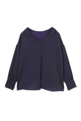＜ナチュラル ビューティー/NATURAL BEAUTY＞ パウダーストレッチサテンブラウス(0187210911) ブルー 【三越・伊勢丹/公式】