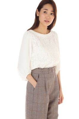 ＜ナチュラル ビューティー/NATURAL BEAUTY＞ レース切り替えブラウス(0187210912) ホワイト 【三越・伊勢丹/公式】