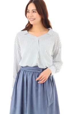 ＜ナチュラル ビューティー/NATURAL BEAUTY＞ ペンシルストライプサテンブラウス(0187210918) ホワイト 【三越・伊勢丹/公式】