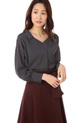 ＜ナチュラル ビューティー/NATURAL BEAUTY＞ ペンシルストライプサテンブラウス(0187210918) ネービー 【三越・伊勢丹/公式】