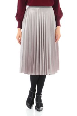＜ナチュラル ビューティー/NATURAL BEAUTY＞ 箔サテンプリーツスカート (0187220802) シルバー 【三越・伊勢丹/公式】