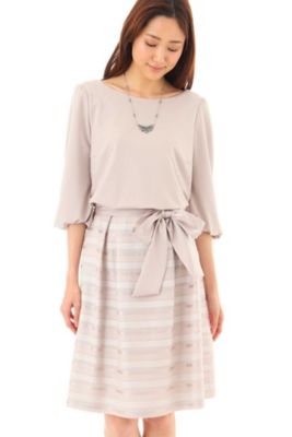 ＜ナチュラル ビューティー/NATURAL BEAUTY＞ ラメボーダーワンピース(0187240806) ベージュ 【三越・伊勢丹/公式】