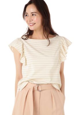 ＜ナチュラル ビューティー/NATURAL BEAUTY＞ ラメボーダーカットソー(0187260700) ベージュ 【三越・伊勢丹/公式】