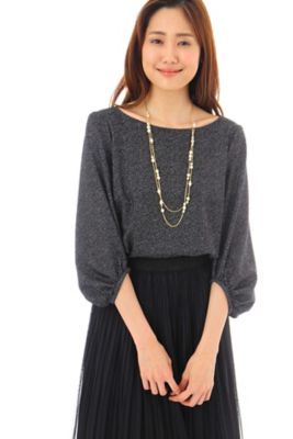 ＜ナチュラル ビューティー/NATURAL BEAUTY＞ へリンボンジャガードカットソー(0187260903) ブラック 【三越・伊勢丹/公式】