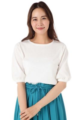 ＜ナチュラル ビューティー/NATURAL BEAUTY＞ 半袖パフスリーブニット (0187270604) ホワイト 【三越・伊勢丹/公式】
