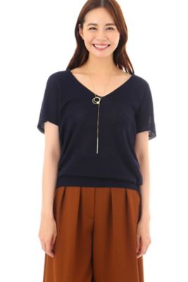 ＜ナチュラル ビューティー/NATURAL BEAUTY＞ ドライコットン畦ニット(0187270704) ネービー 【三越・伊勢丹/公式】