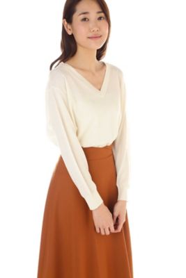 ＜ナチュラル ビューティー/NATURAL BEAUTY＞ クローチェVネックニット(0187270901) ホワイト 【三越・伊勢丹/公式】