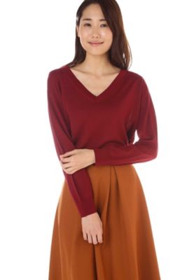 ＜ナチュラル ビューティー/NATURAL BEAUTY＞ クローチェVネックニット(0187270901) レッド 【三越・伊勢丹/公式】