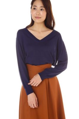 ＜ナチュラル ビューティー/NATURAL BEAUTY＞ クローチェVネックニット(0187270901) ネービー 【三越・伊勢丹/公式】